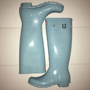 Hunter Tall Gloss Blue Rainboots Size 9